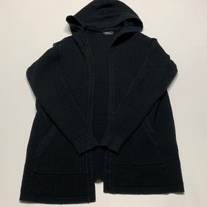 Black Bershka Waffle Knit Hooded Cardigan